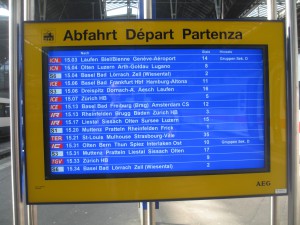 Anzeige Bahnhof Basel